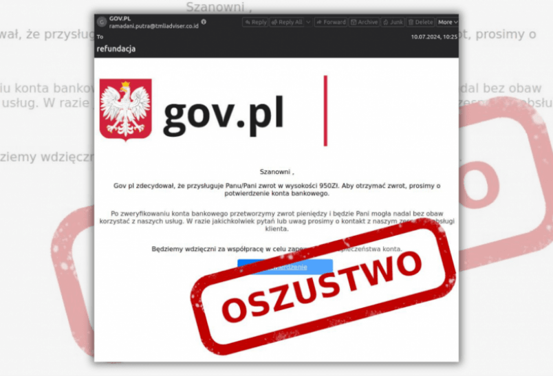 Refundacja w kwocie 950 zł? To phishing!