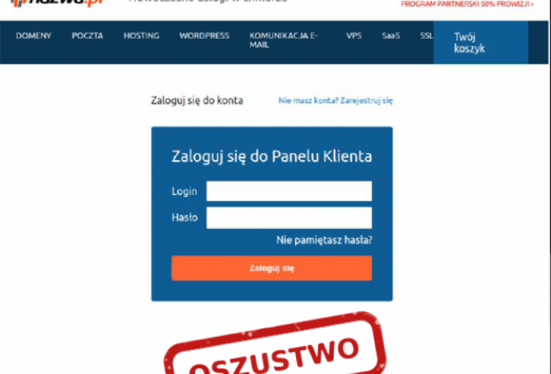 Nowa kampania phishingowa z domeną nazwa.pl