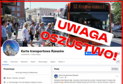 Fałszywy profil FB podszywający się pod ZTM Rzeszów