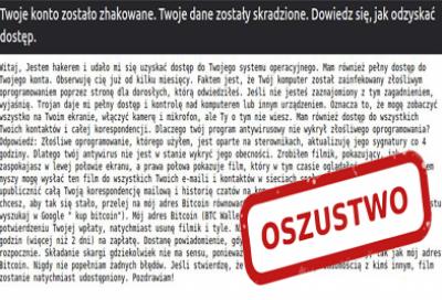 Fałszywe groźby przejęcia urządzeń